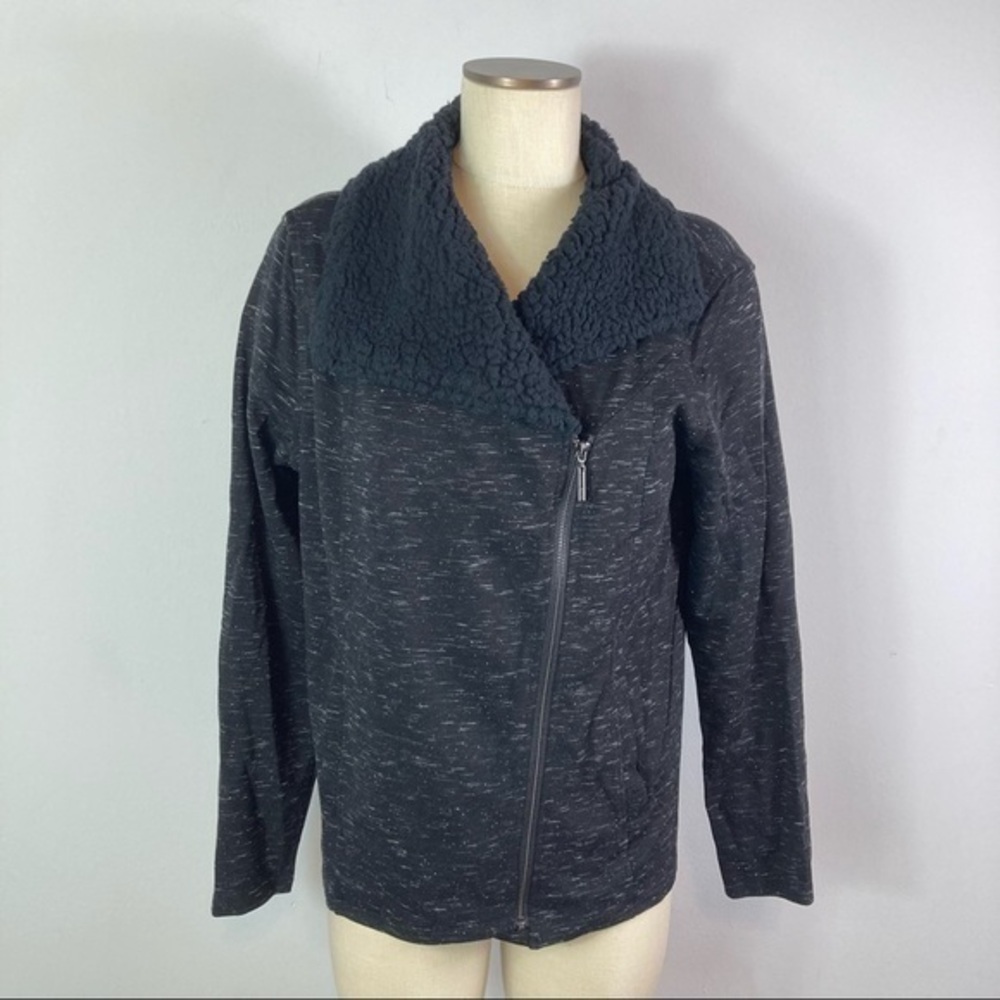 Kensie Shailene Sherpa Collar Knit Zip Front Jacket Sweater
